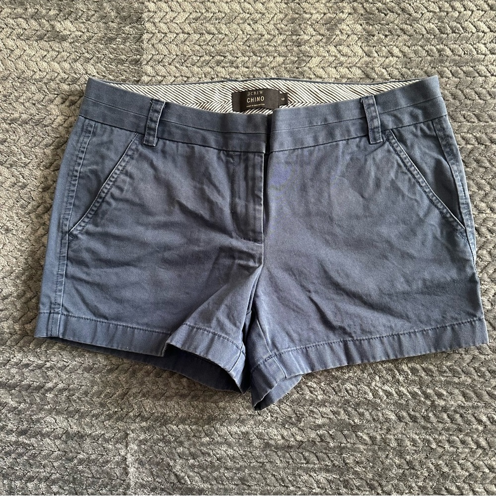 J.Crew Chino Shorts Women 6 Navy Blue 82043 Cotton Mid Rise‎ Casual Preppy